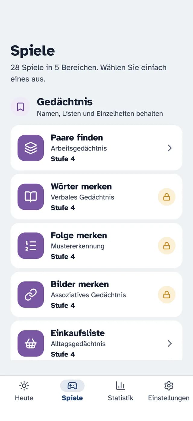 Die Spielebibliothek von SilverMind, nach Fähigkeiten gruppiert