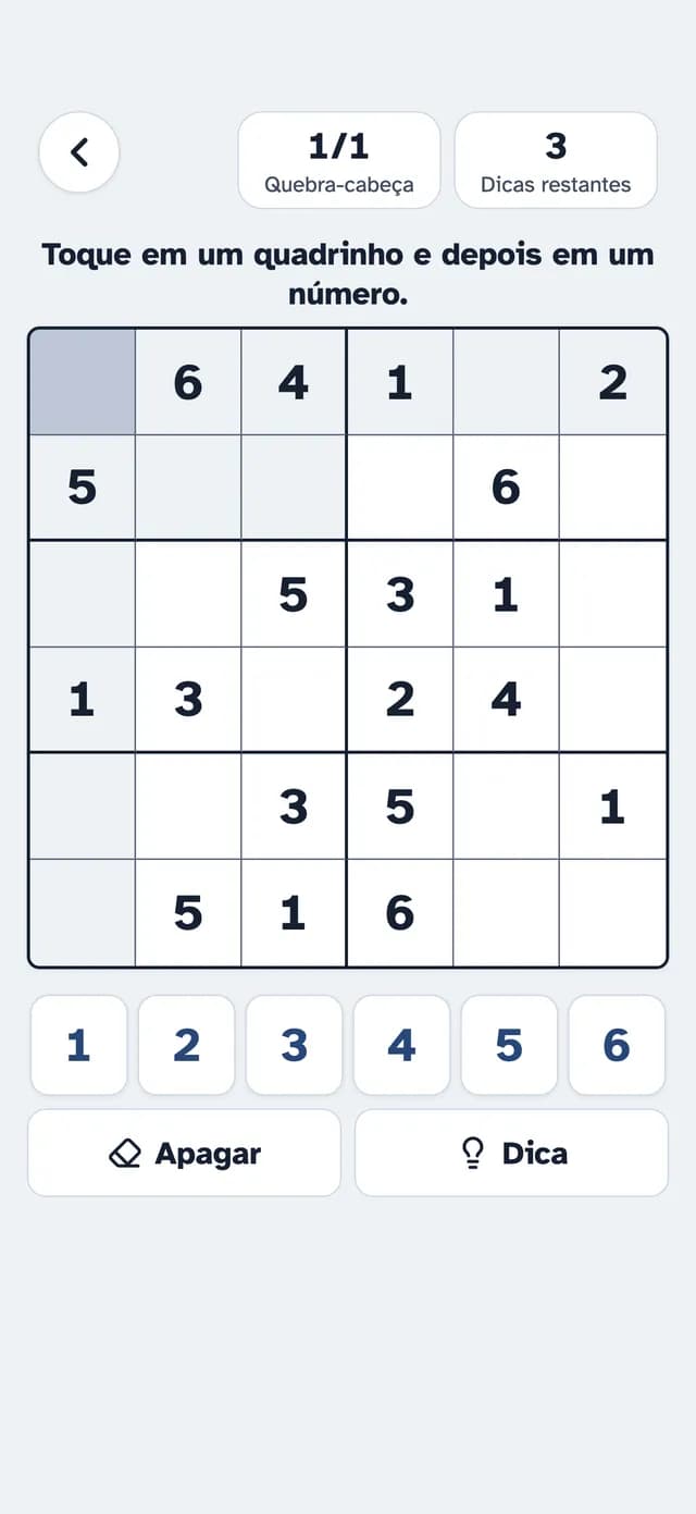 Mini Sudoku no SilverMind com números grandes