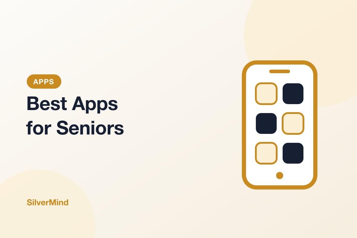 Illustrated phone with large app icons on a cream background