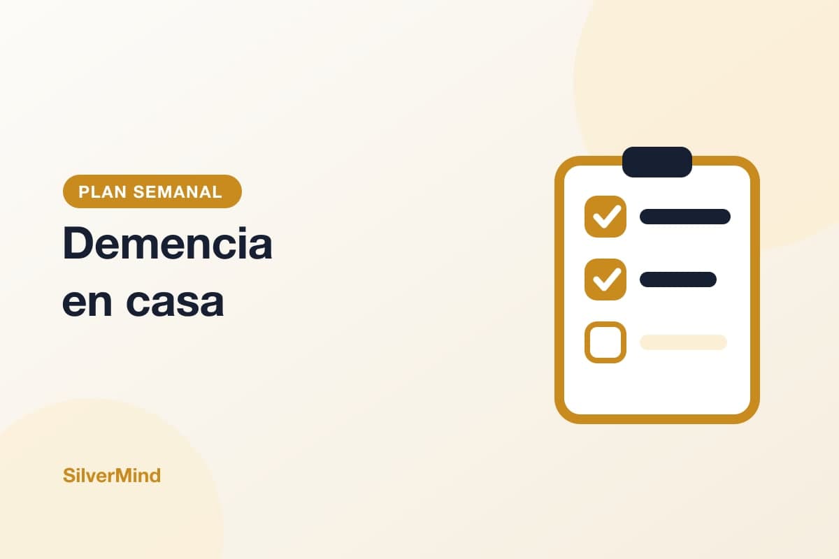 Ilustración: una caja de cartón abierta con un ovillo de lana, una baraja, fotos y una libreta, sobre una mesa de cocina