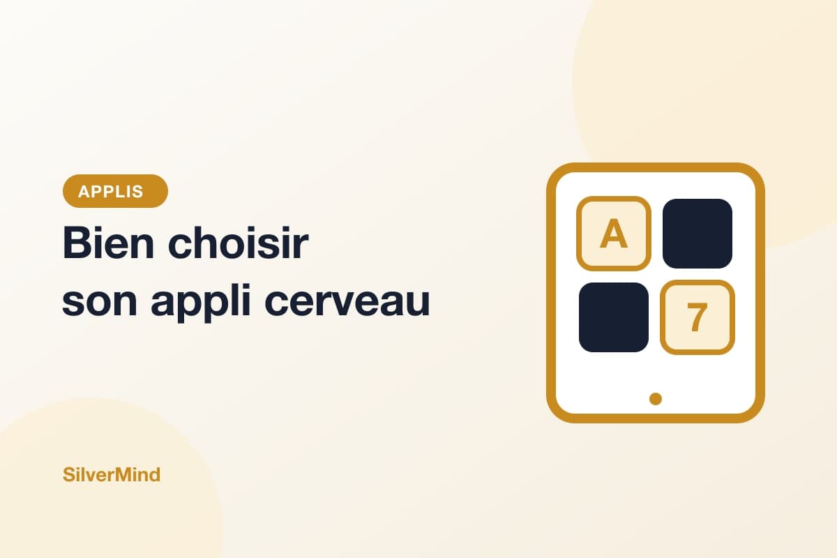 Illustration : un smartphone affichant de grandes tuiles d'exercices, avec une coche verte à côté de chaque critère