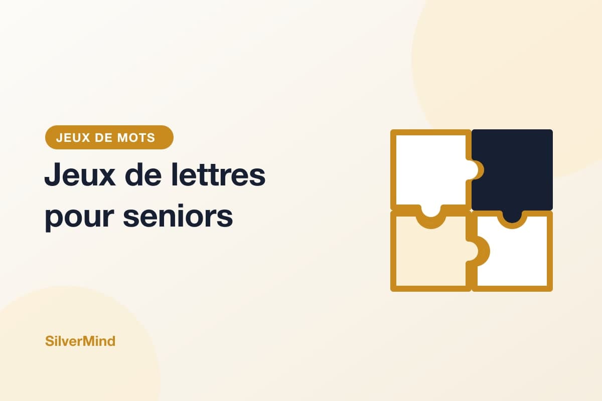 Illustration : des lettres en bois éparpillées sur une table à côté d'une grille de mots fléchés et d'un crayon