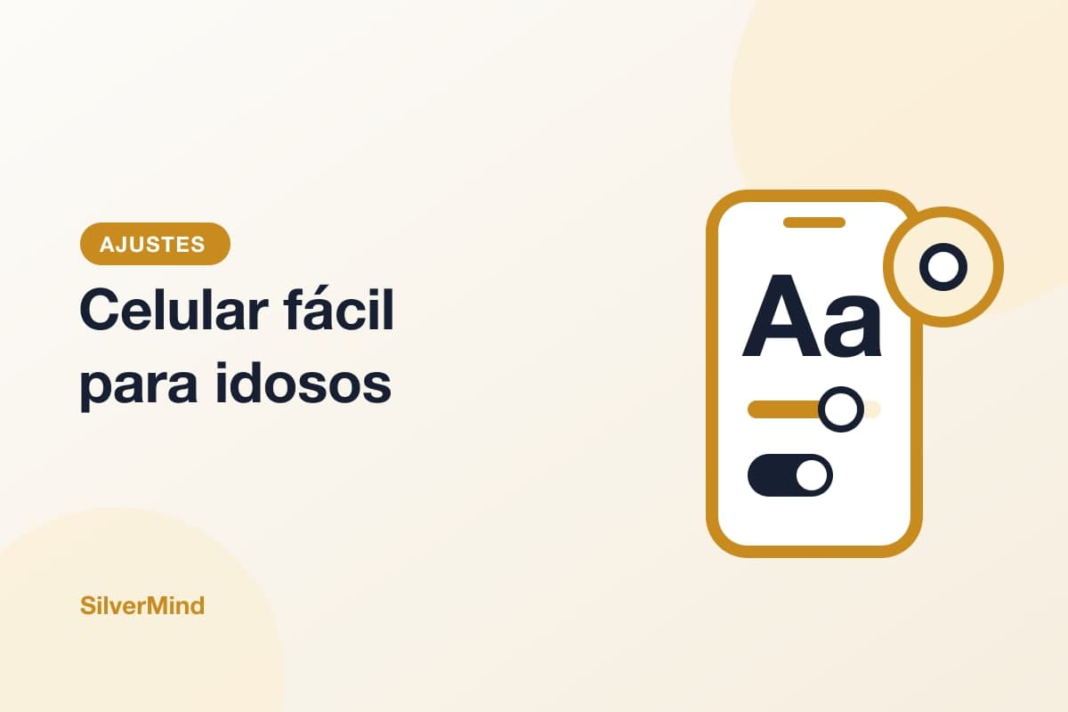 Ilustração: um iPhone com ícones grandes e uma engrenagem de ajustes ao lado