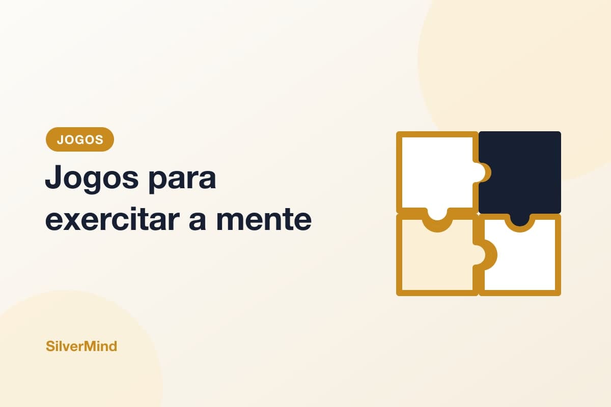Ilustração: peças de dominó, uma revista de palavras cruzadas e um celular com letras grandes sobre a mesa