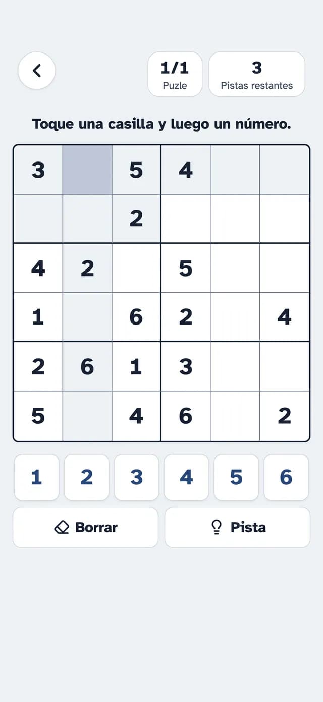 Mini Sudoku en SilverMind con números grandes