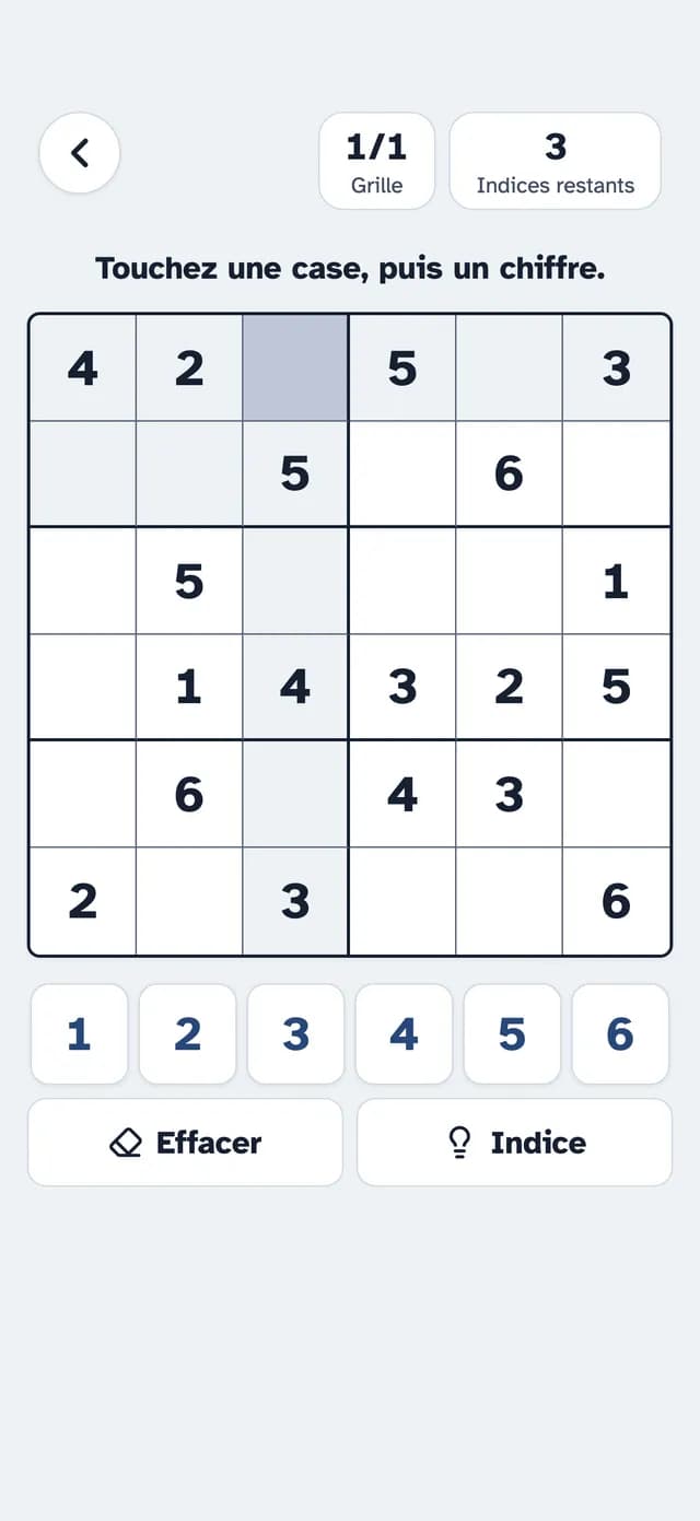 Mini Sudoku dans SilverMind avec de grands chiffres